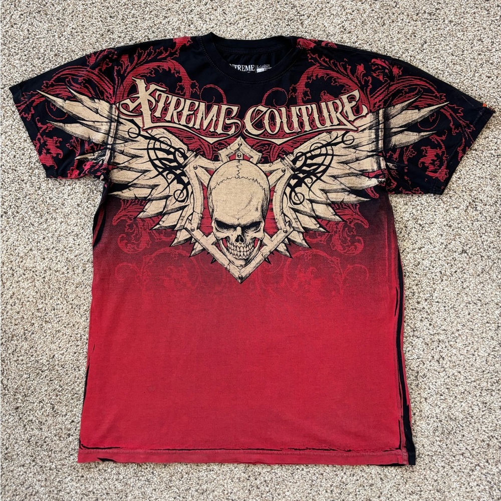 Extreme Couture men’s t-shirt. Great Condition! Size XL. Red/Black/Gold.